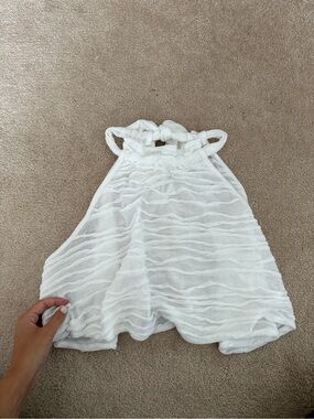 Zara White Textured Halter Tank Top